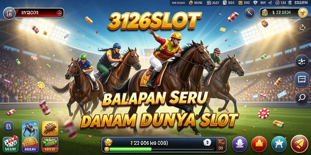 Tangkapan layar 3126SLOT menunjukkan aksi balapan yang mendebarkan dan fitur slot yang menarik.