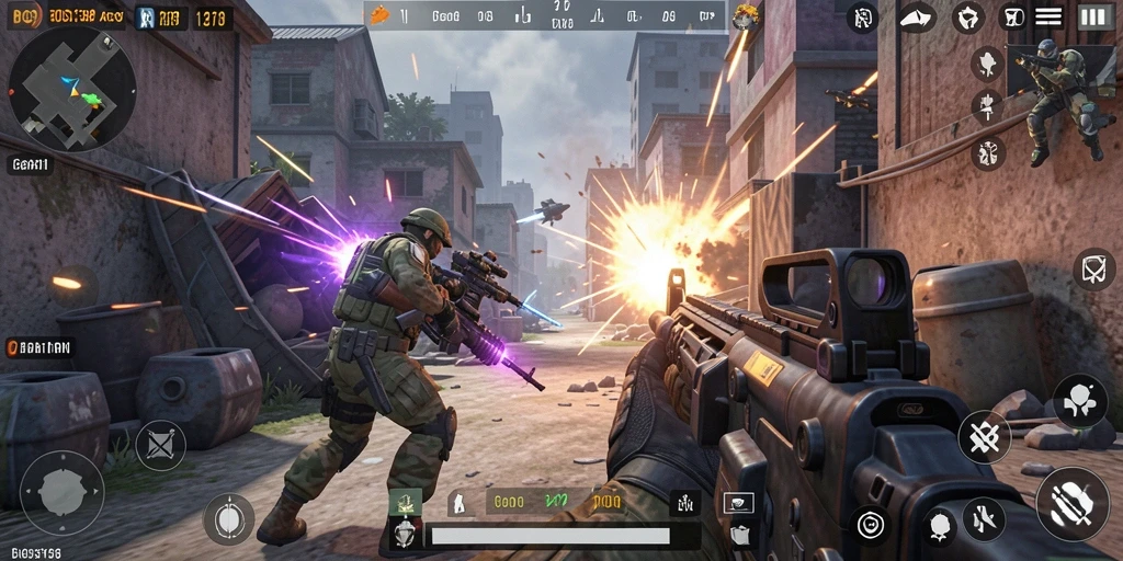 Tampilan mendebarkan dalam gameplay <strong>BOS138</strong> saat bertempur di medan perang.
