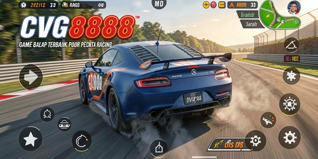 Tampilan gameplay balap yang mendebarkan di CVG8888.