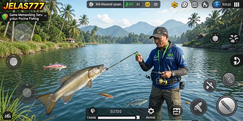 Gameplay memancing yang menarik di JELAS777 dengan berbagai ikan.