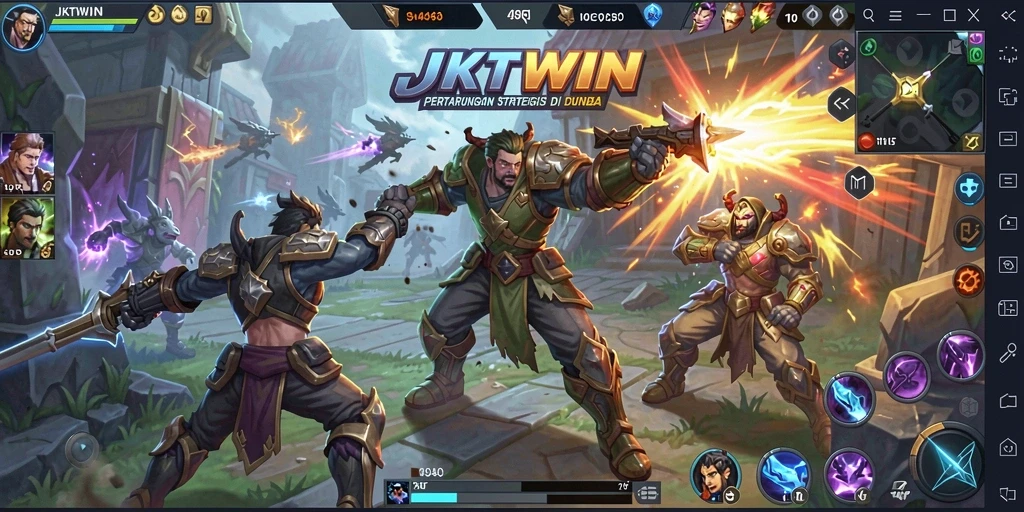 Tampilan gameplay seru di JKTWIN dengan pertarungan dinamis.