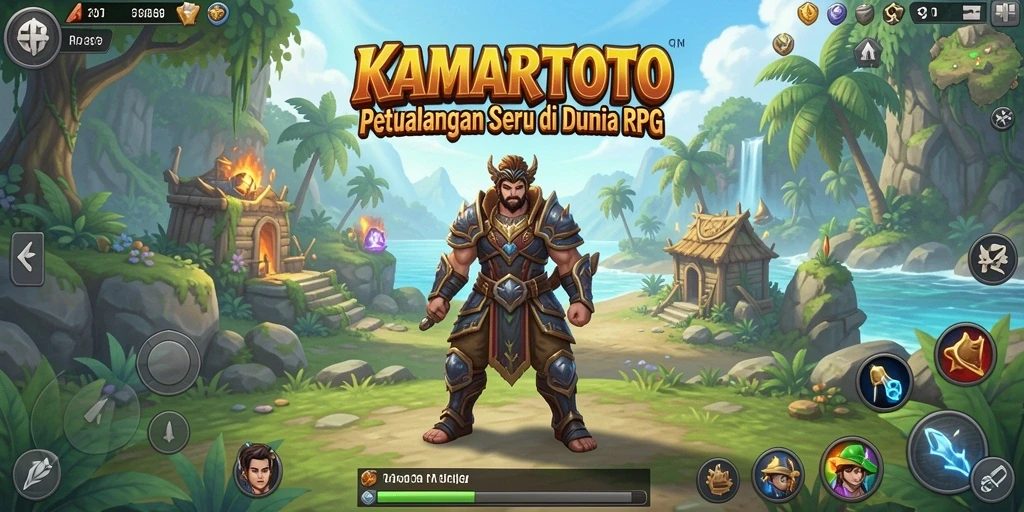 Tampilan gameplay KAMARTOTO dengan karakter berpetualang di dunia fantasi.