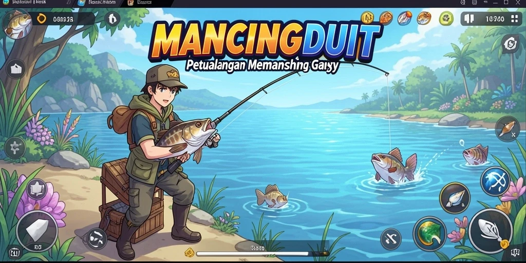 Tampilan gameplay MANCINGDUIT yang penuh warna dan karakter anime menarik.