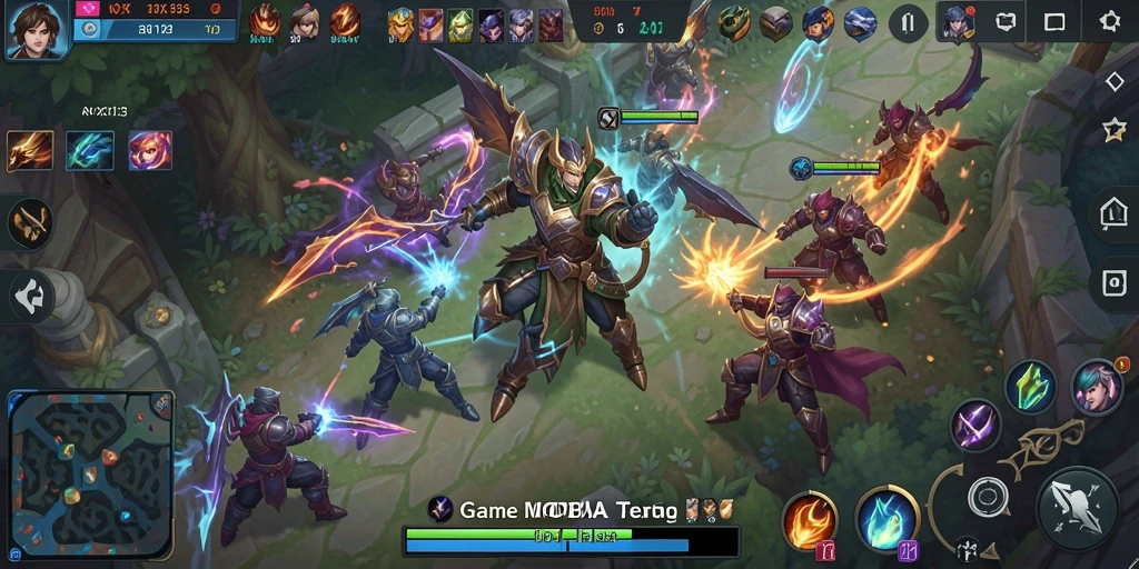 Screenshot utama NOX123 menunjukkan aksi seru dalam permainan MOBA.